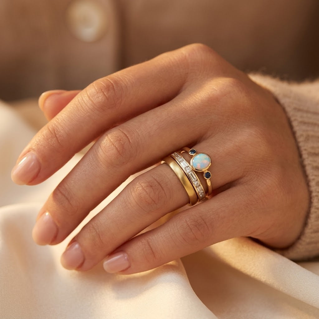 Gold Stacked Bezel Ring Set - Photo 2