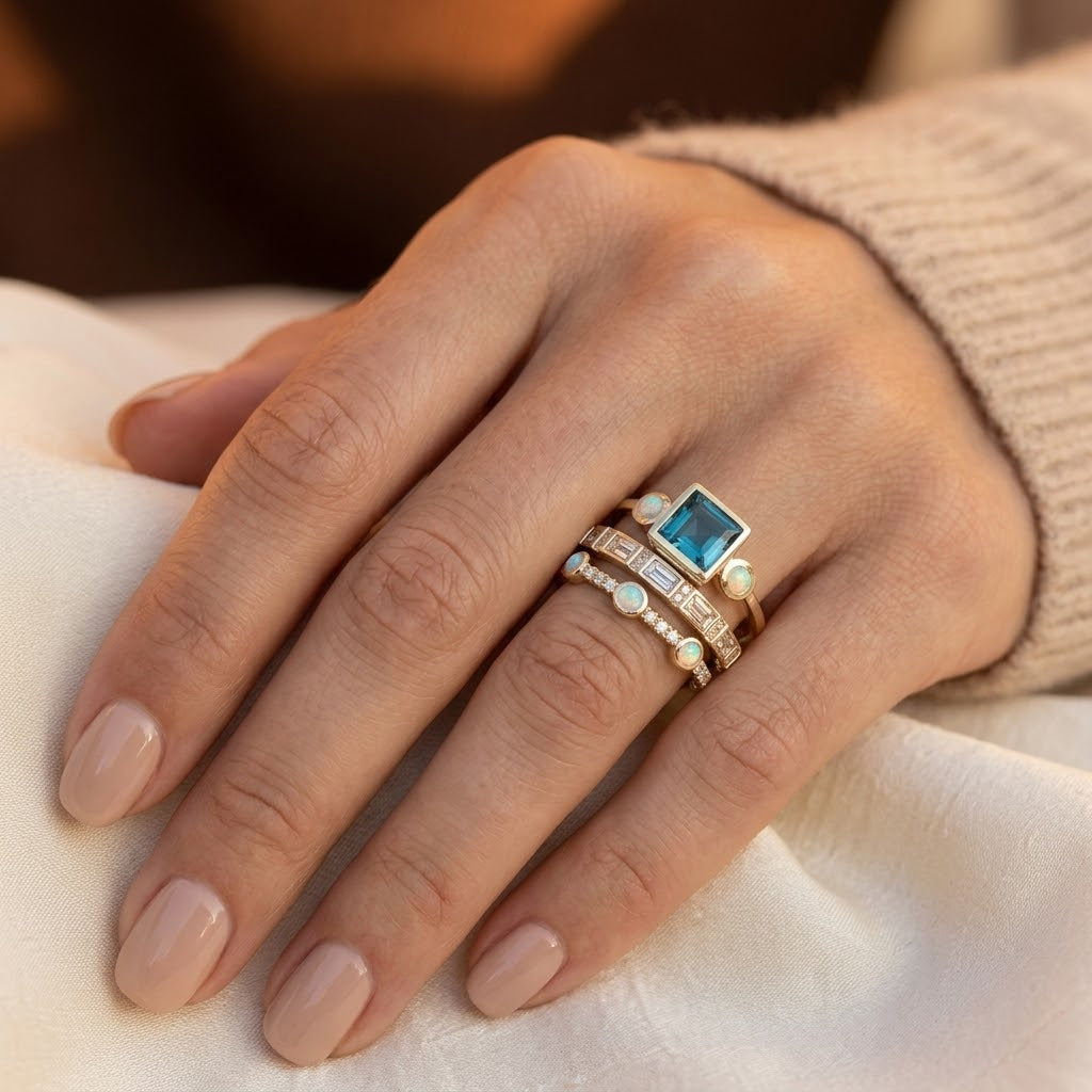 Gold Stacked Geometric Ring Set - Photo 2