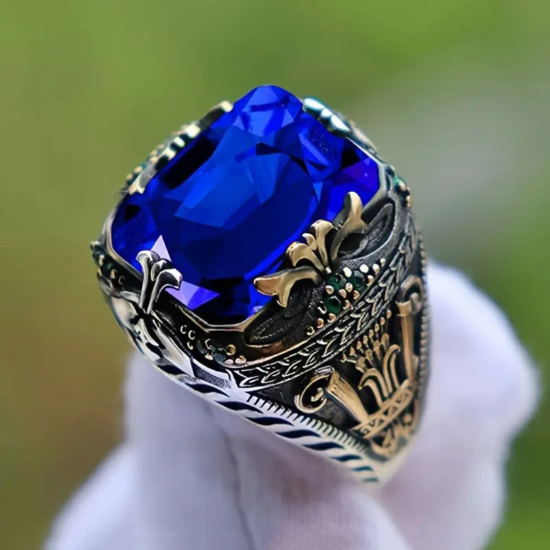Silver Sapphire Vintage Ring - Photo 1