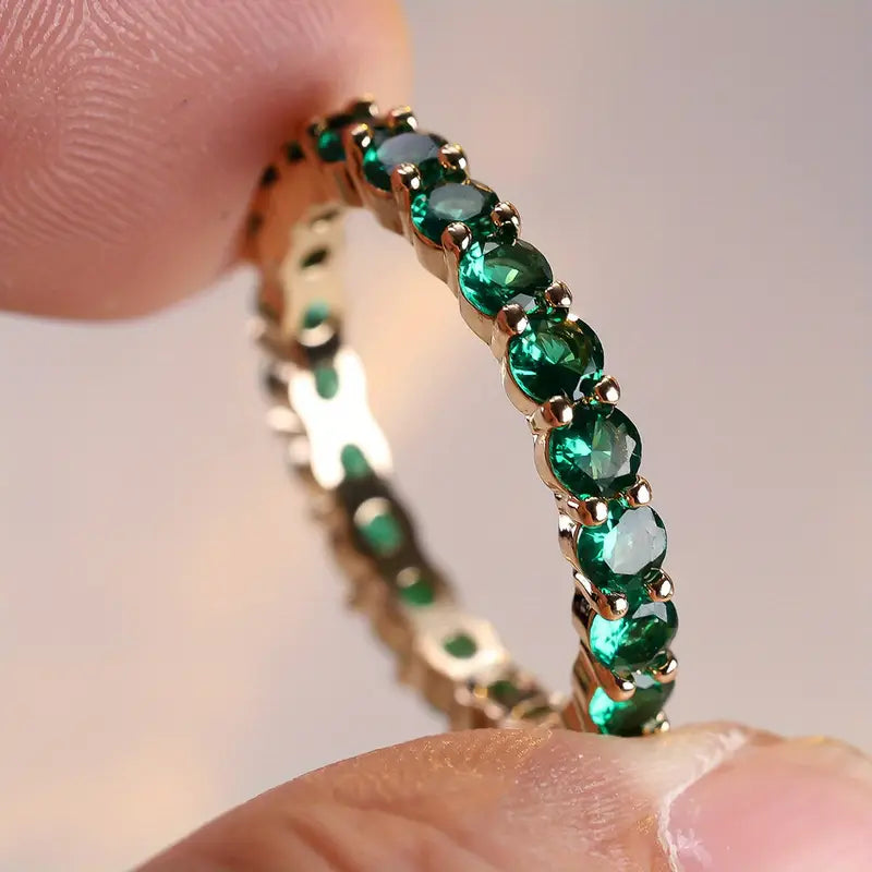 Gold Emerald Eternity Ring - Photo 2