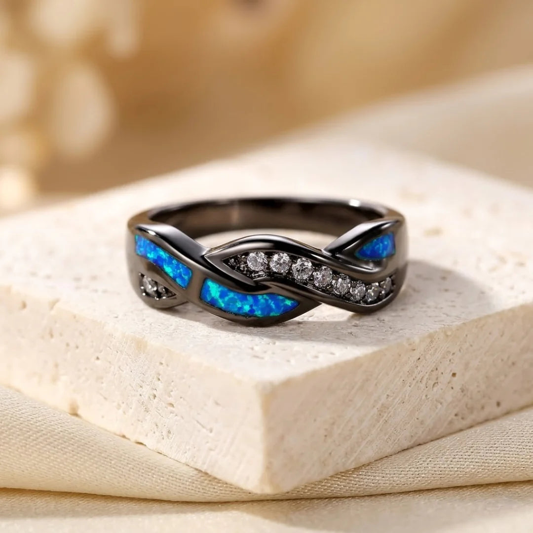 Silver Twisted Inlay Ring - Photo 1