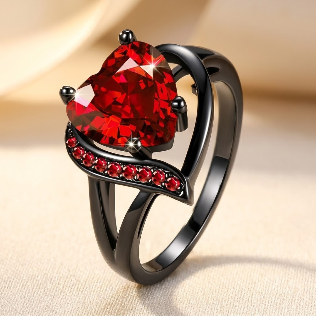 Silver Ruby Heart Ring - Photo 1