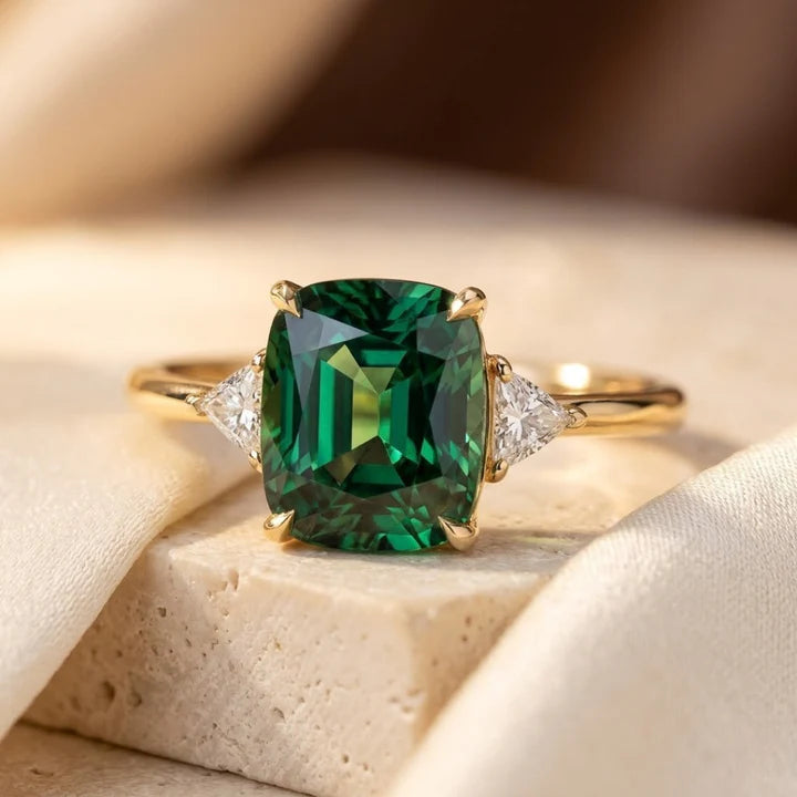 Gold Cushion Solitaire Ring - Photo 1