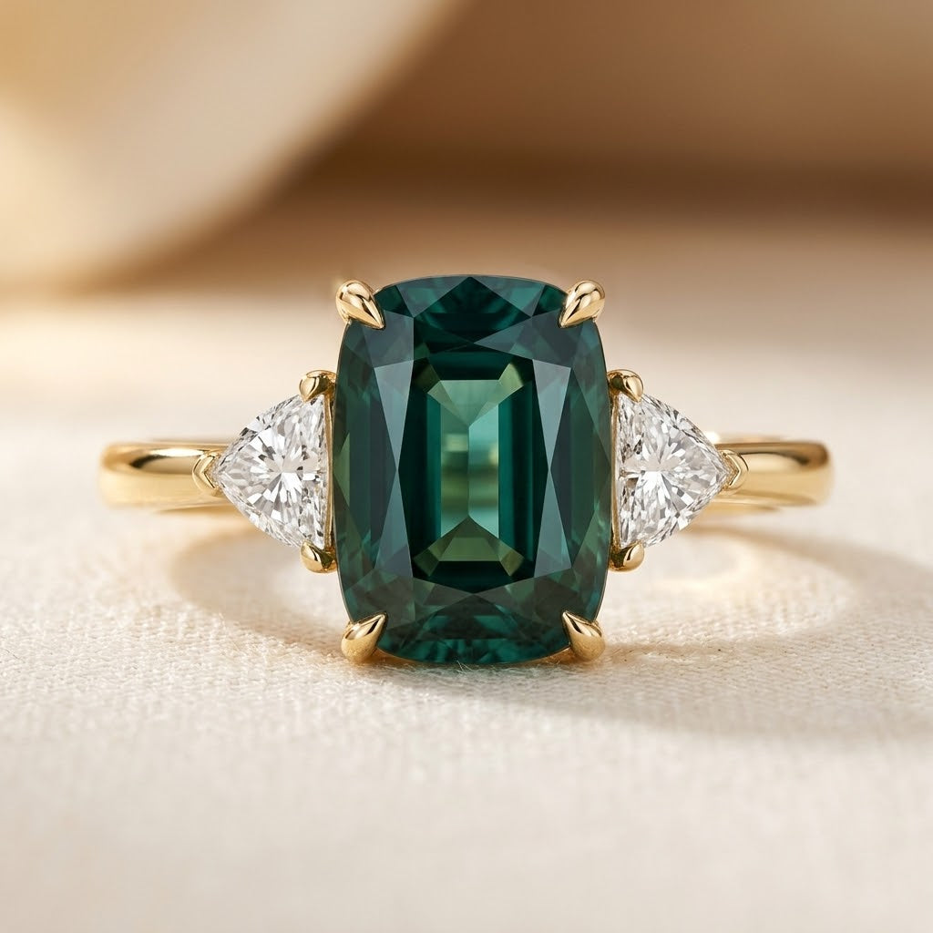 Gold Emerald Solitaire Ring - Photo 1