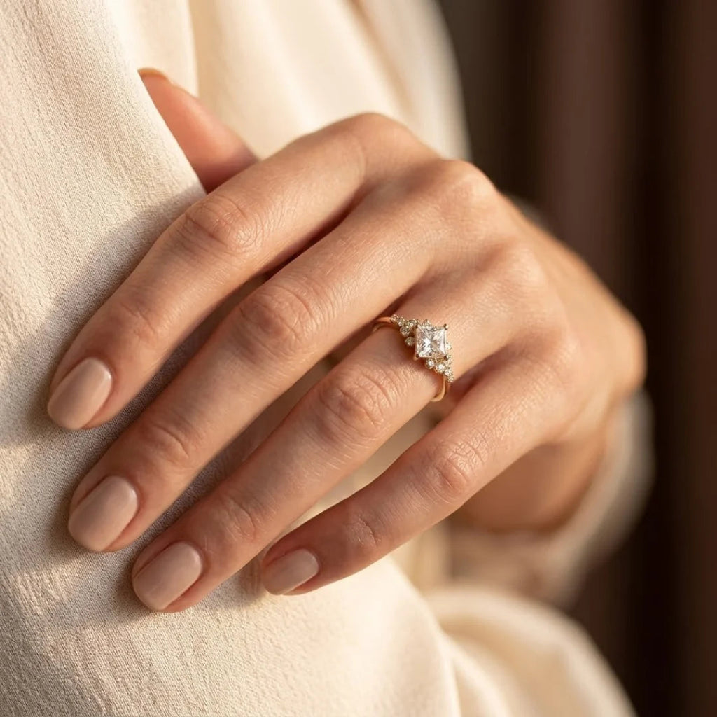 Gold Square Solitaire Ring - Photo 2