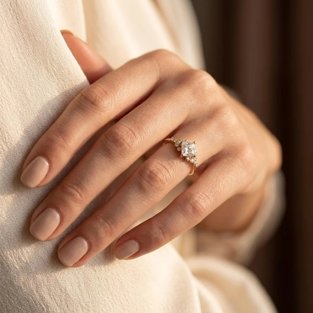 Gold Square Solitaire Ring - Photo 2