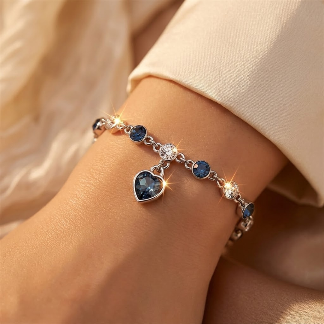 Silver Sapphire Heart Chain Bracelet - Photo 2