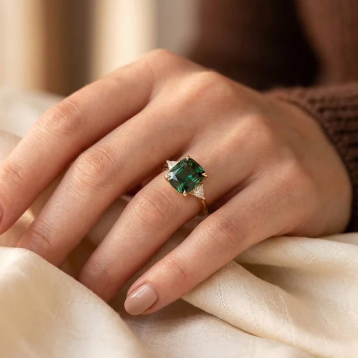 Gold Cushion Solitaire Ring - Photo 2
