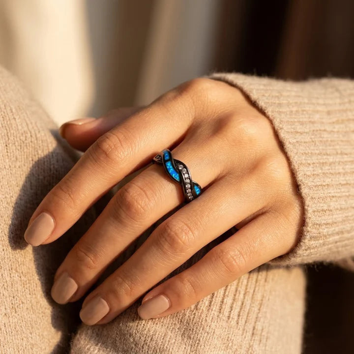 Silver Twisted Inlay Ring - Photo 2