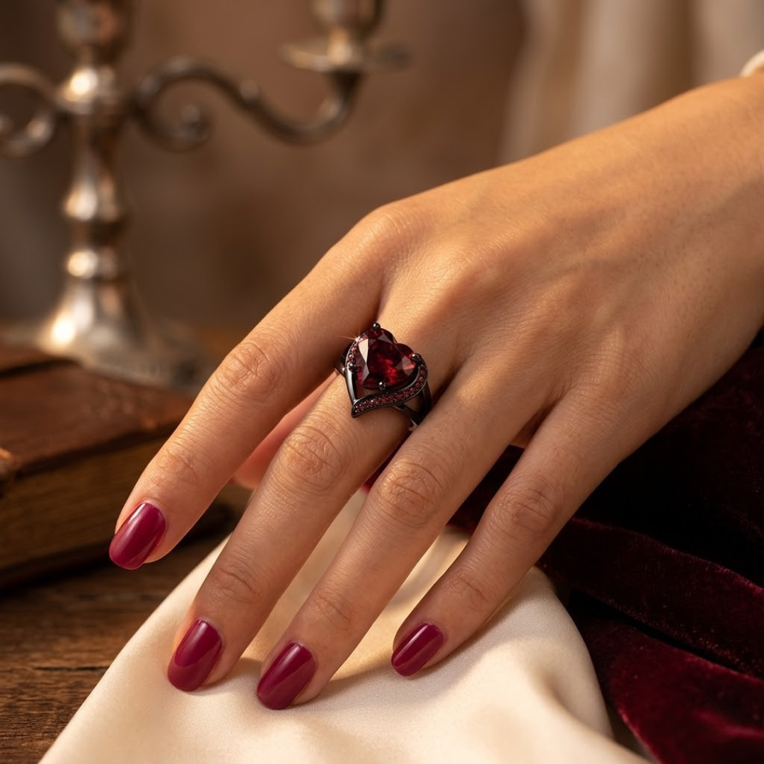 Silver Ruby Heart Ring - Photo 2