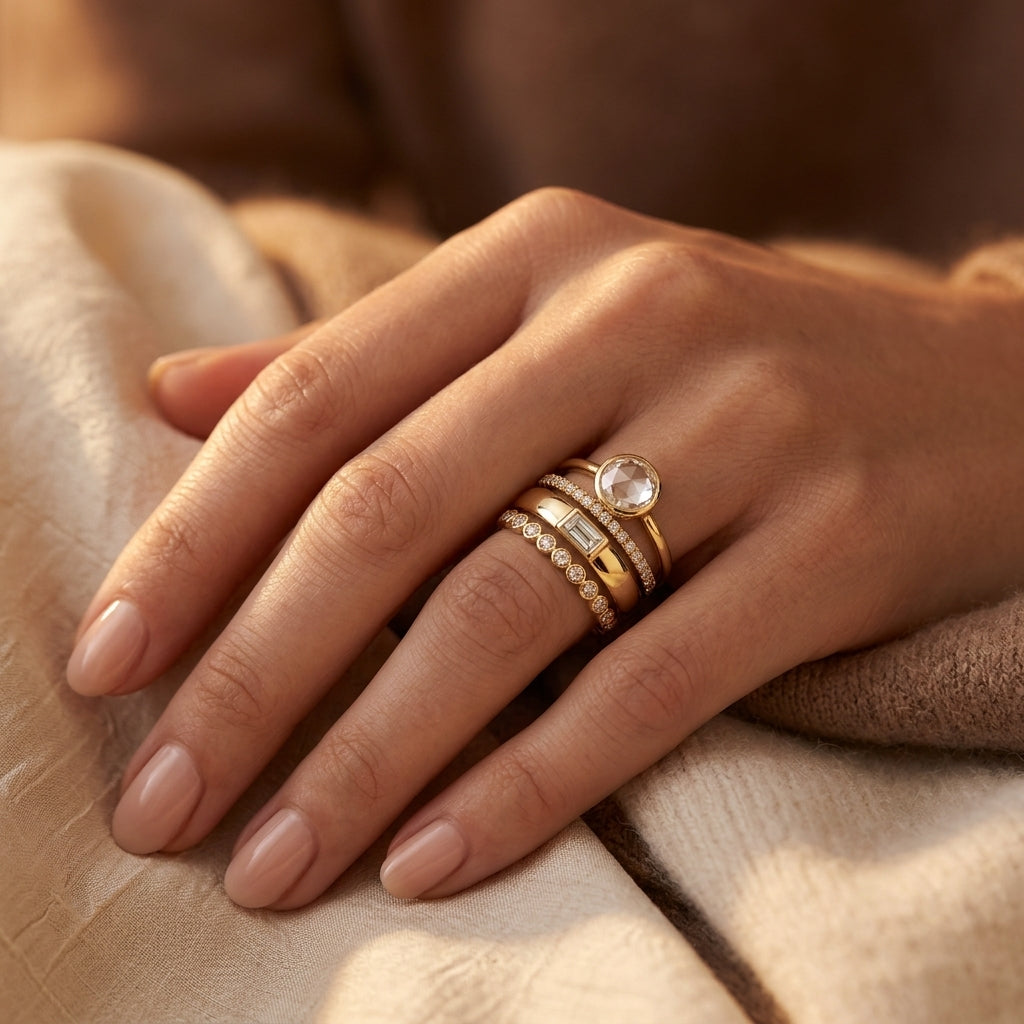 Gold Stacked Bezel Ring Set - Photo 2