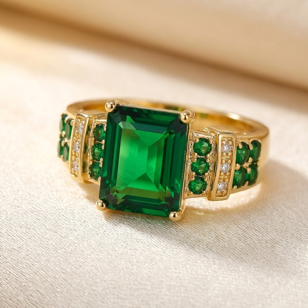 Gold Emerald Multi-Stone Ring - Photo 1