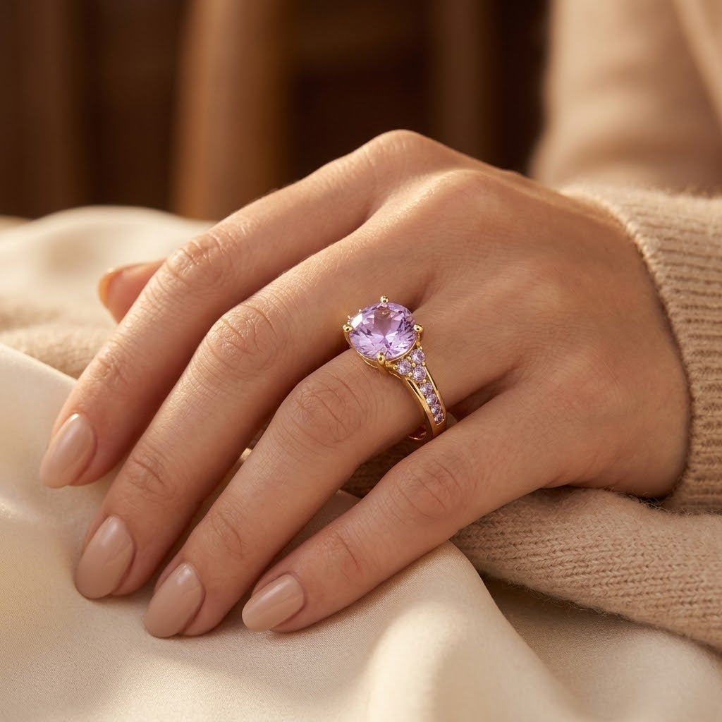 Gold Amethyst Cluster Ring - Photo 2