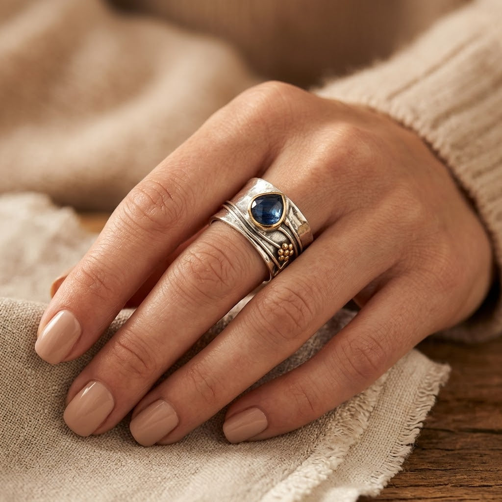 Silver and Gold Bezel Accent Ring - Photo 2