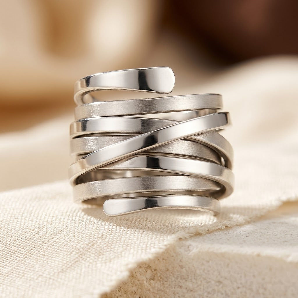 Silver Multi Band Wrap Ring - Photo 1