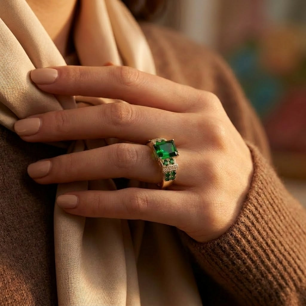 Gold Emerald Multi-Stone Ring - Photo 2