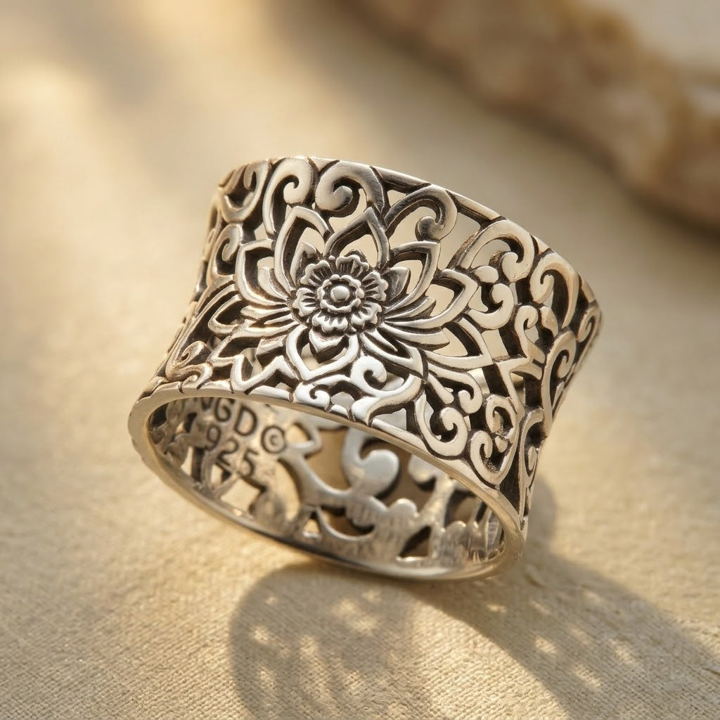 Silver Ornate Filigree Ring - Photo 1