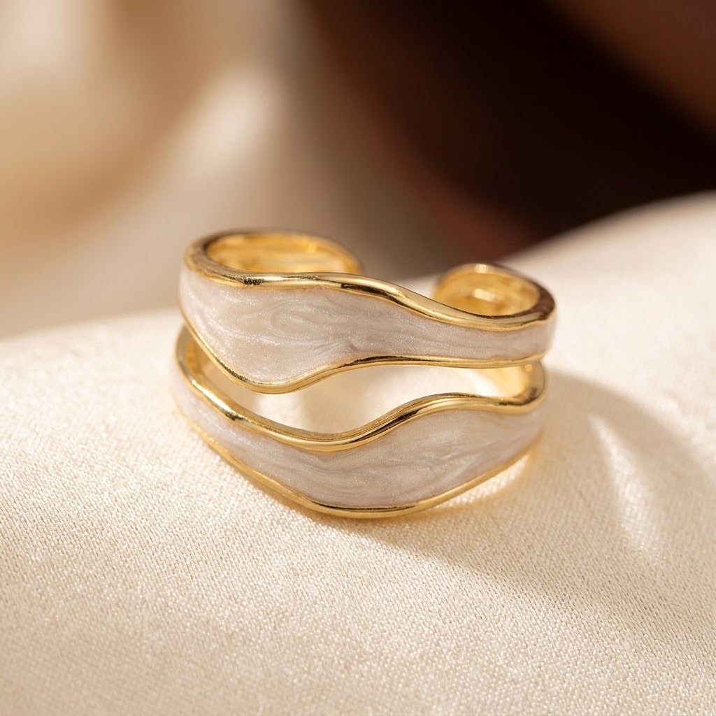 Silver and Gold Sculptural Cuff Ring - Photo 2