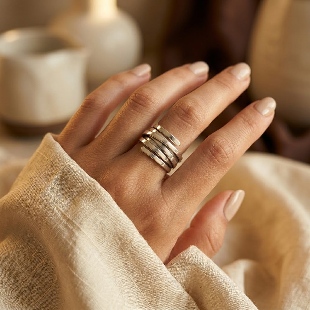 Silver Multi Band Wrap Ring - Photo 2
