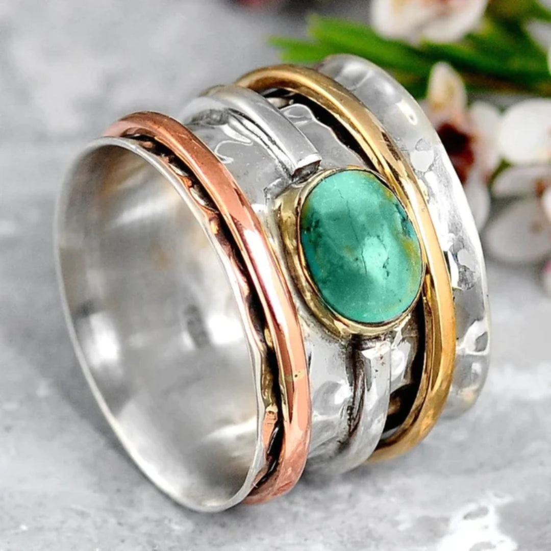 Silver Gold and Rose Gold Bezel Accent Ring - Photo 1