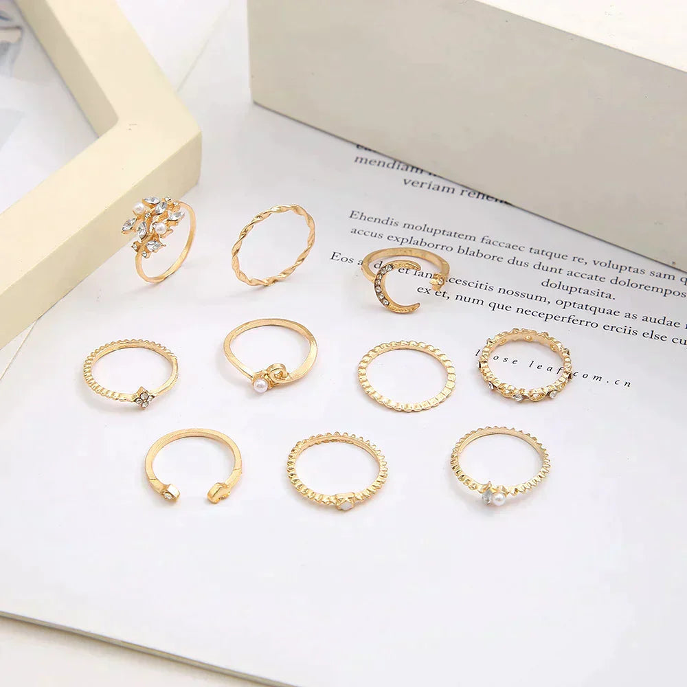 Boho™ | Silver and Gold Ring Set (10 Pairs) - Photo 2