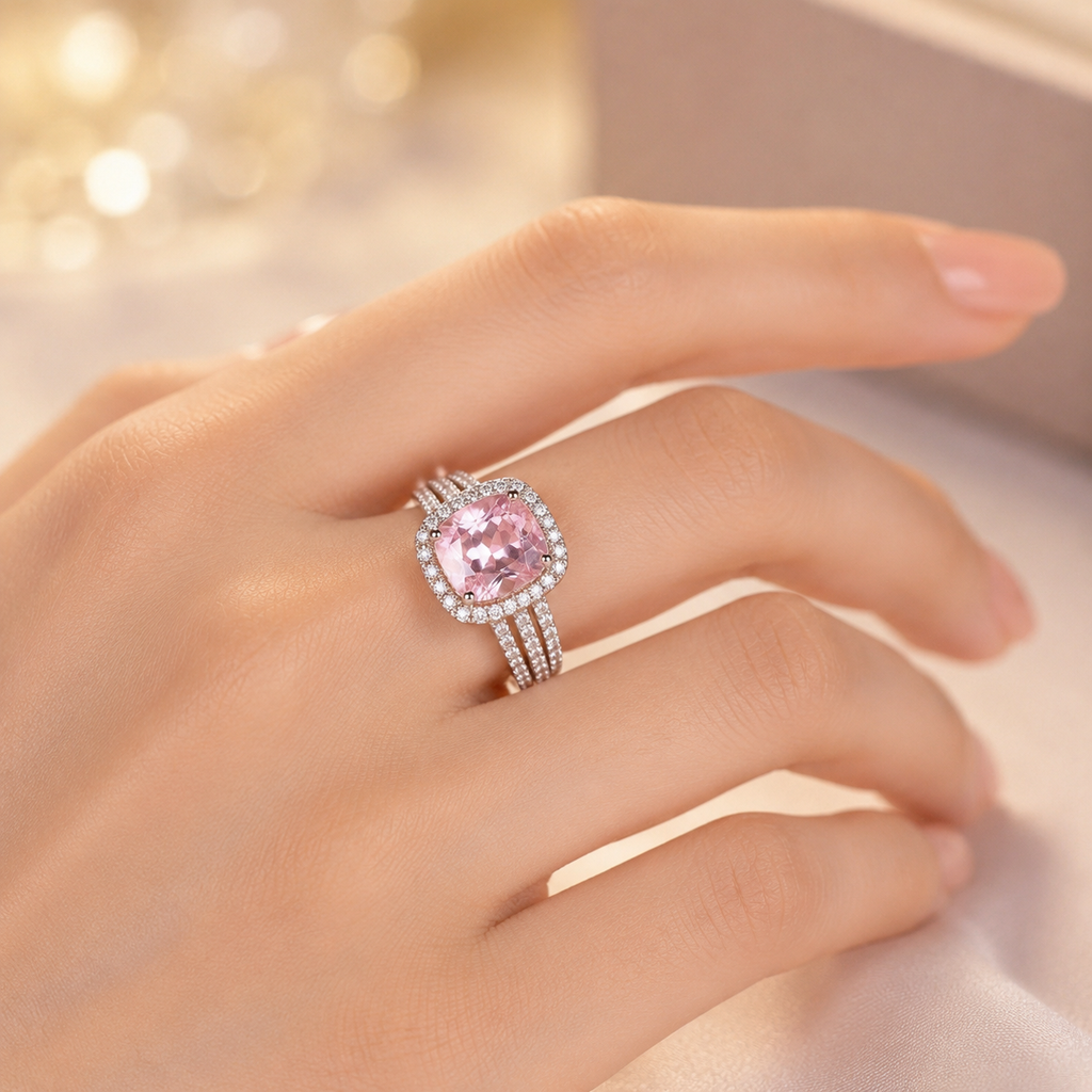 Gold Amethyst Halo Ring - Photo 2