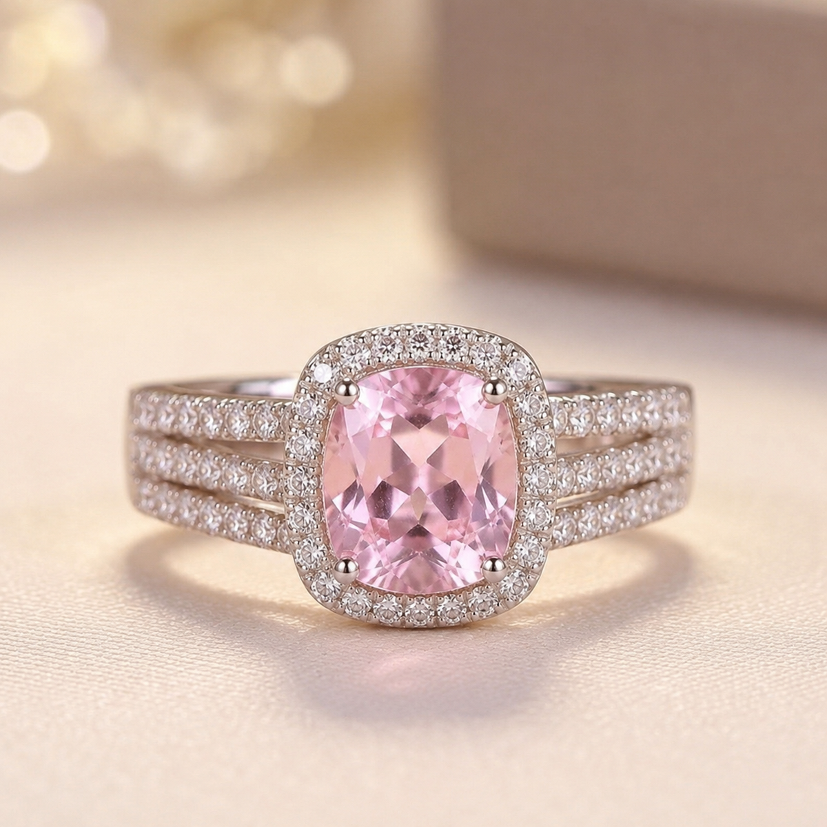 Gold Amethyst Halo Ring - Photo 1