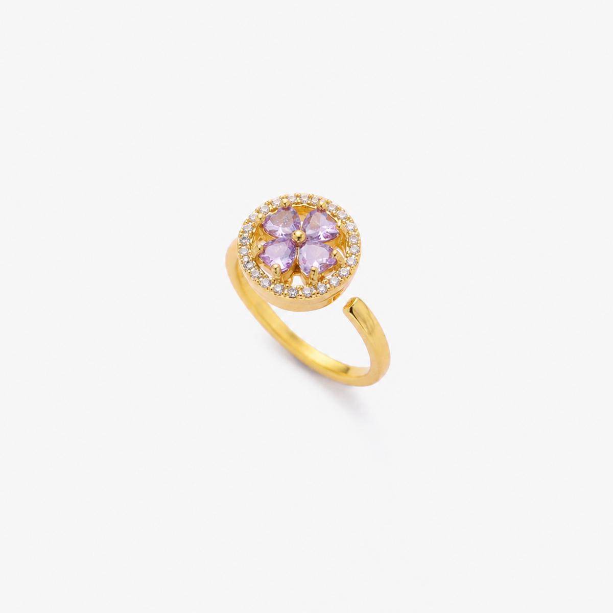 Gold Sapphire Floral Ring - Photo 1