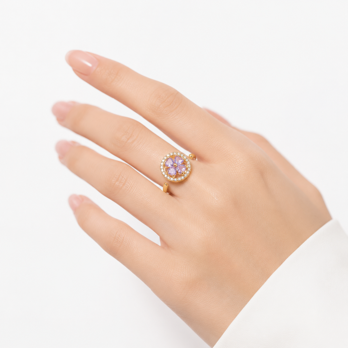 Gold Sapphire Floral Ring - Photo 2