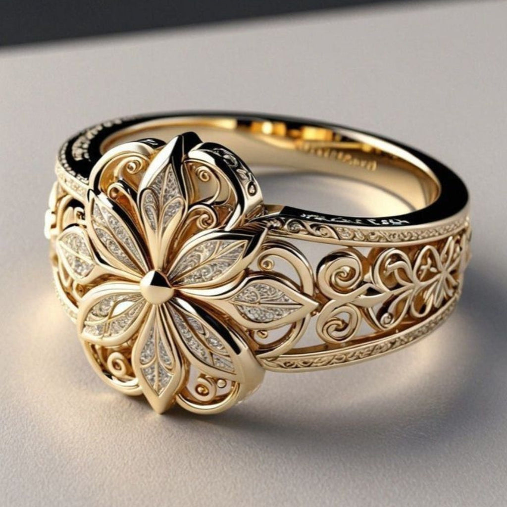 Flower Zirconia Exotic Gold Ring - Photo 1