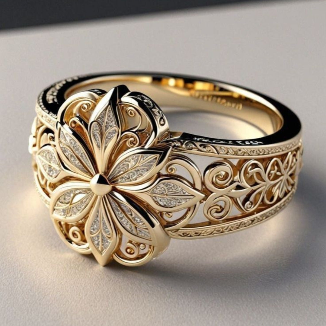 Flower Zirconia Exotic Gold Ring - Photo 1