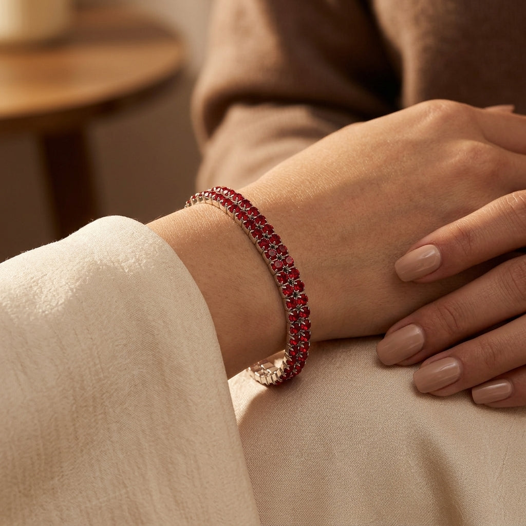 Silver Ruby Tennis Bracelet - Photo 2