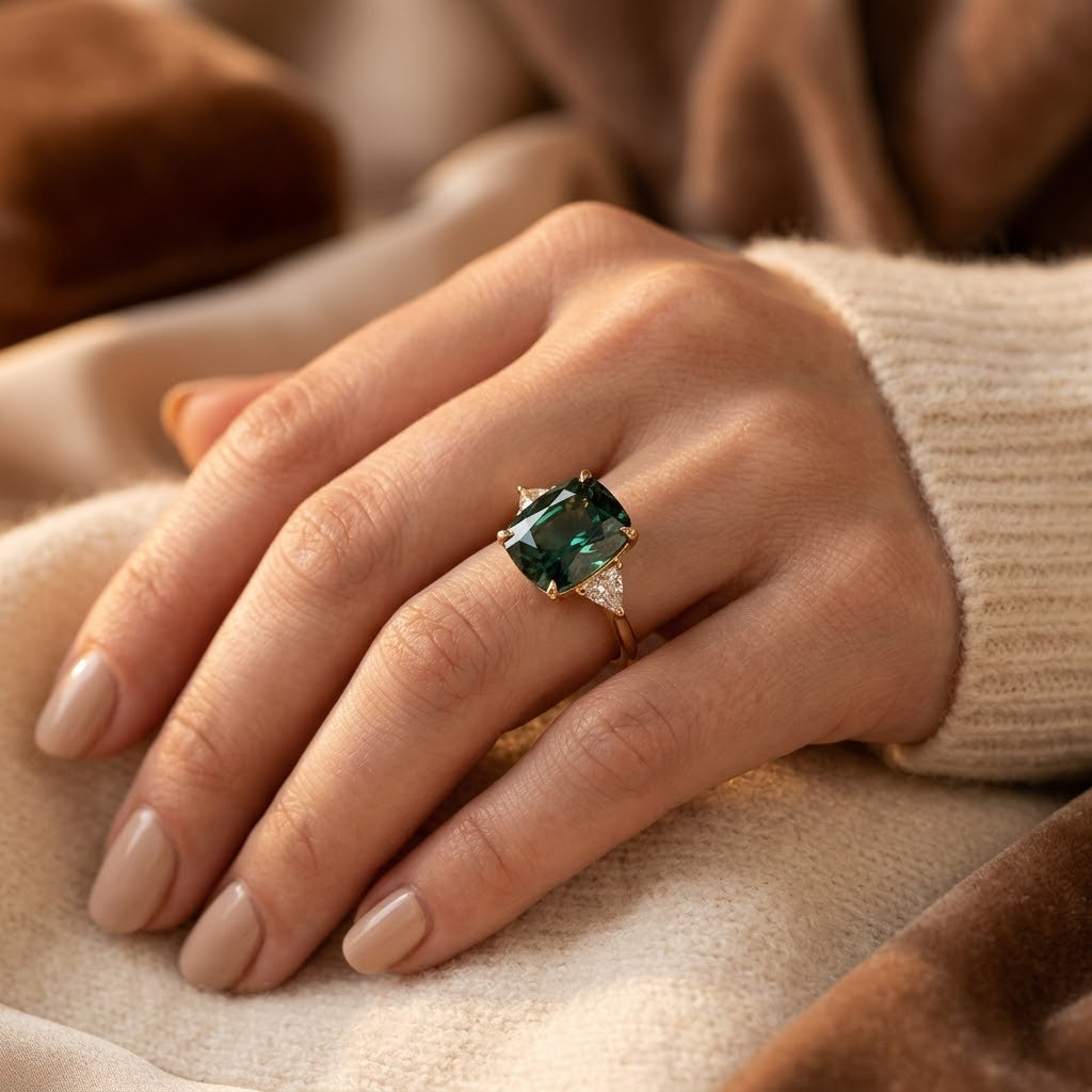 Gold Emerald Solitaire Ring - Photo 2