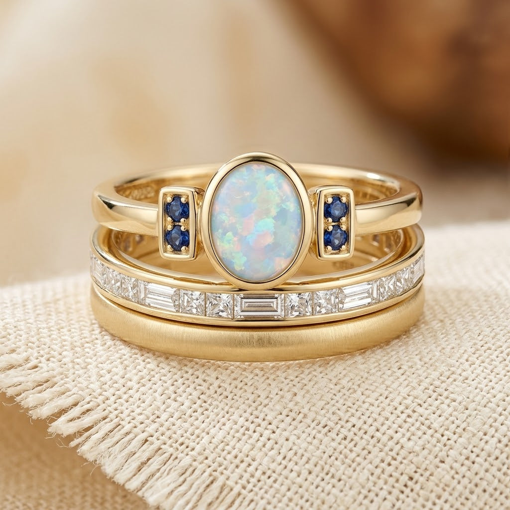 Gold Stacked Bezel Ring Set - Photo 1