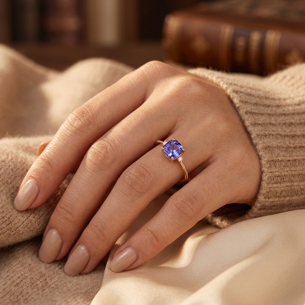 Gold Amethyst Solitaire Ring - Photo 2