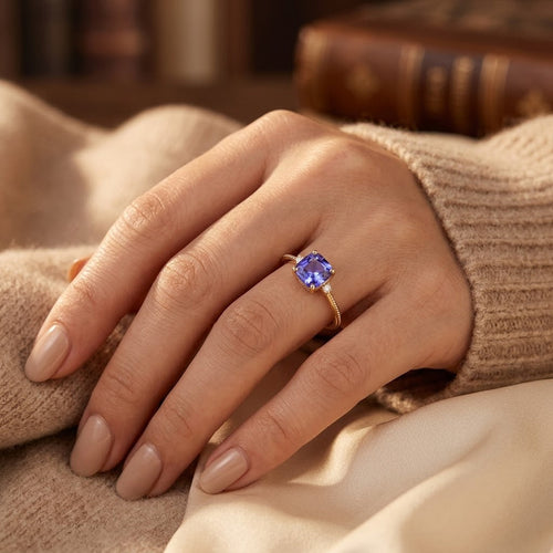 Gold Amethyst Solitaire Ring - Photo 2