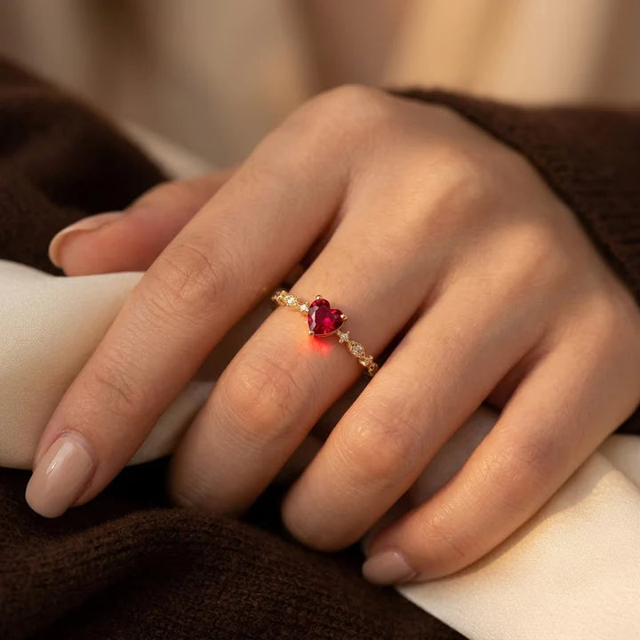 Gold Ruby Heart Ring - Photo 2