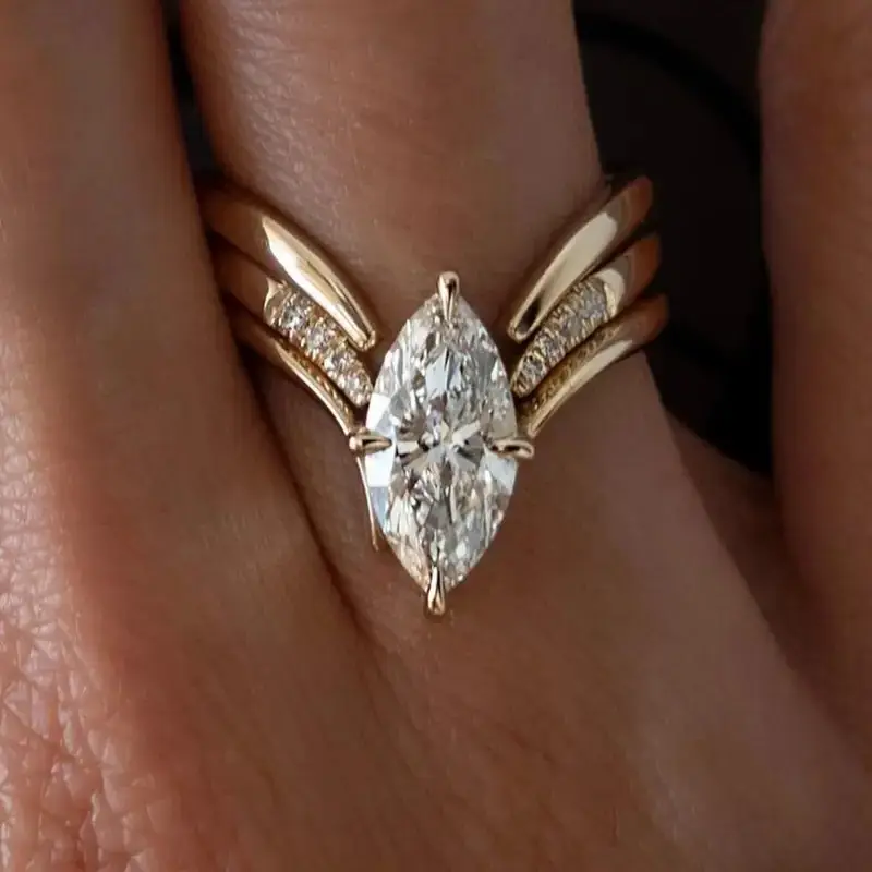 Drop Crown Gold Ring - Photo 1
